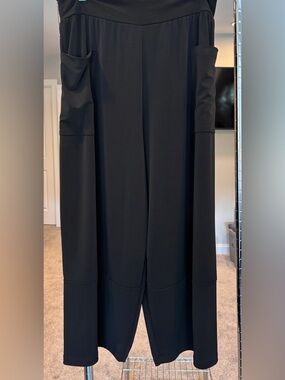 Clara Sun Woo black wide leg gaucho cropped pants plus size 1X Lagenlook relaxed
